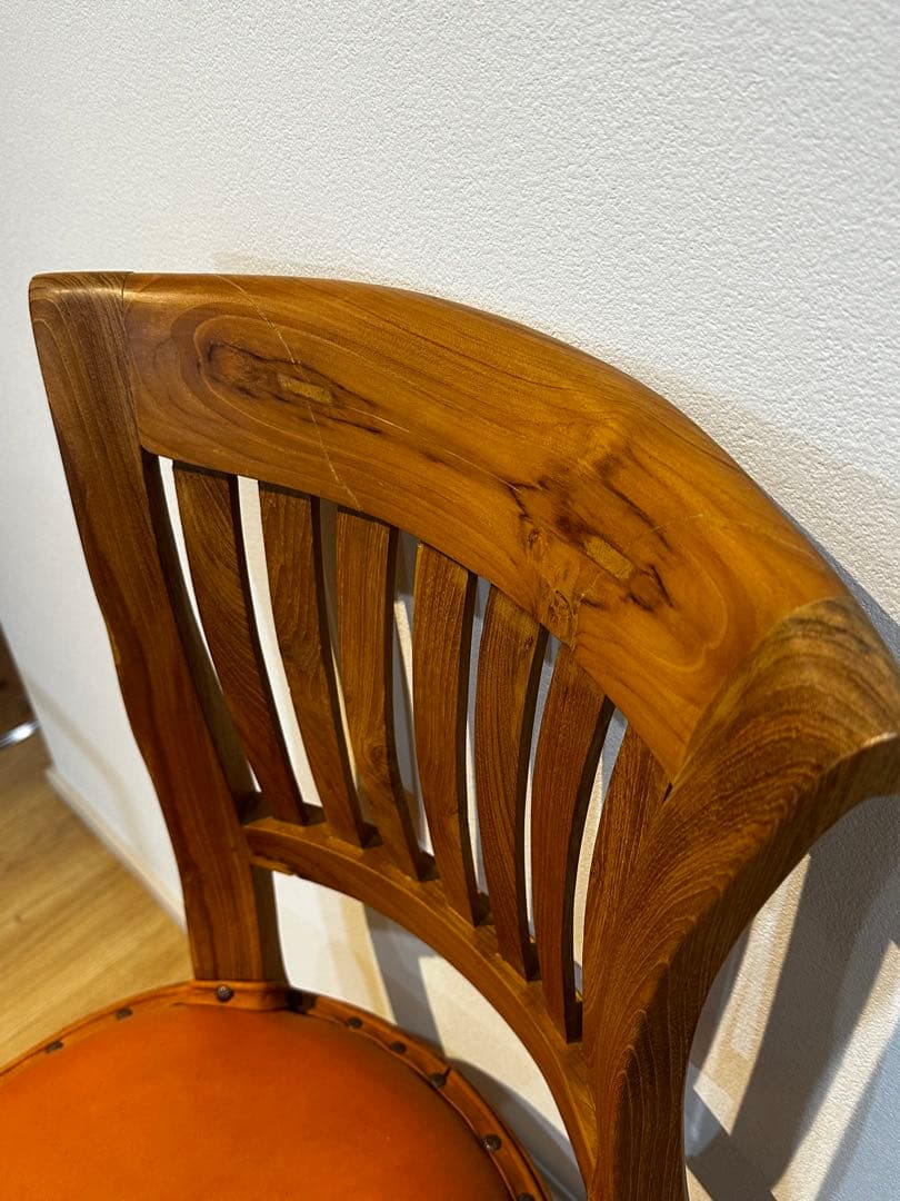 【大訳あり】チーク×レザーダイニングチェア　1脚　通常38,500円がなんと！