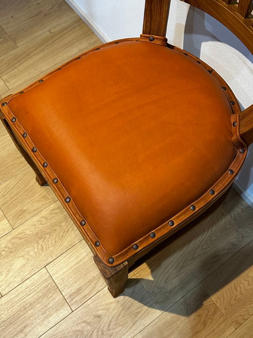 【大訳あり】チーク×レザーダイニングチェア　1脚　通常38,500円がなんと！