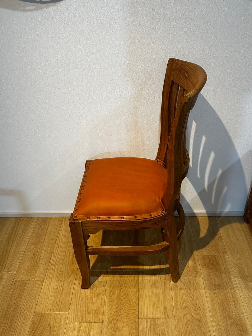【大訳あり】チーク×レザーダイニングチェア　1脚　通常38,500円がなんと！