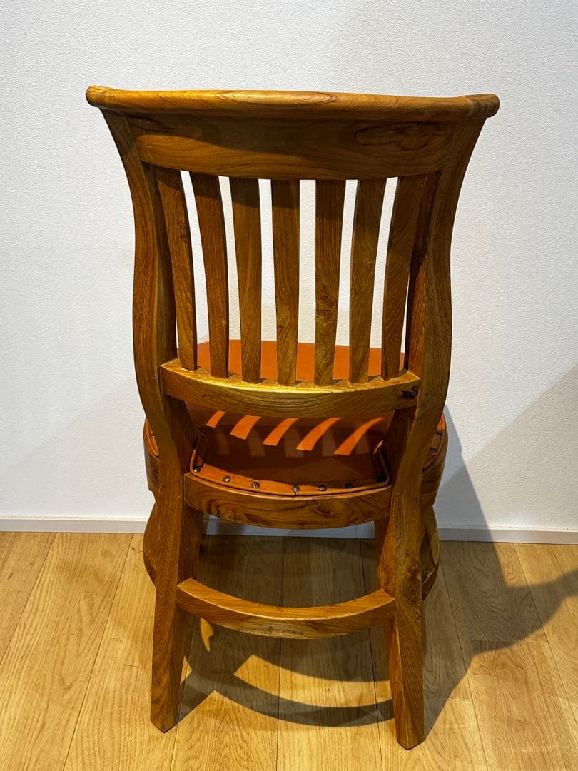 【大訳あり】チーク×レザーダイニングチェア　1脚　通常38,500円がなんと！