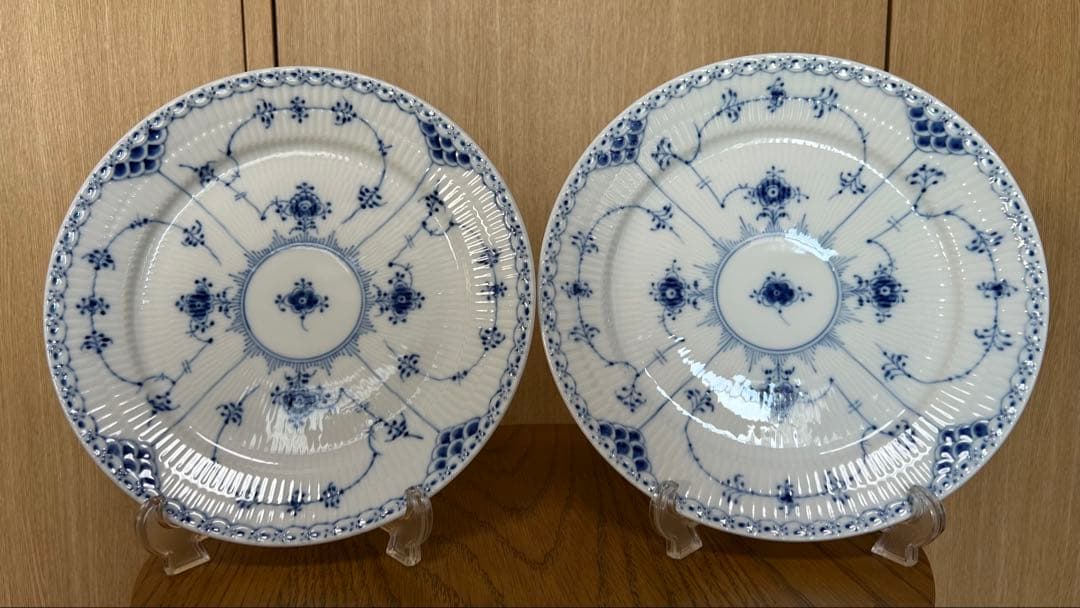 ロイヤルコペンハーゲン　ブルーフルーテッド ハーフレース25cm 2枚セット