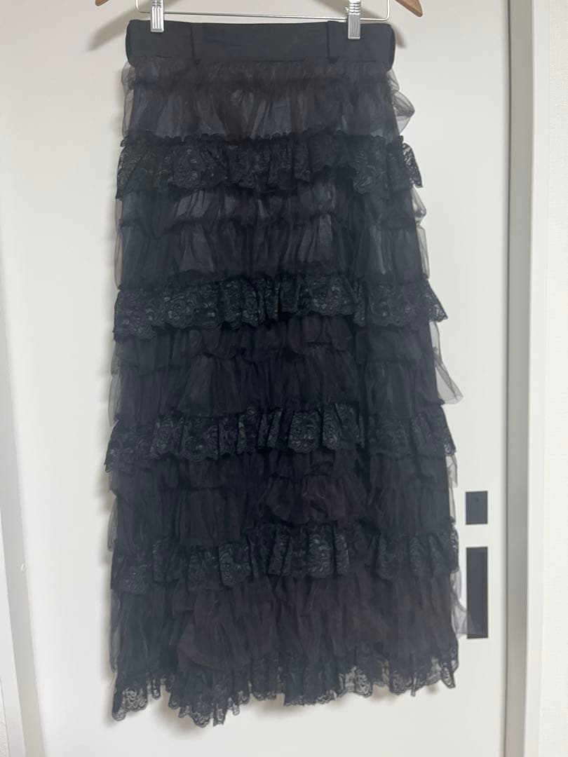 foufou チュールレースブラックティアードスカート