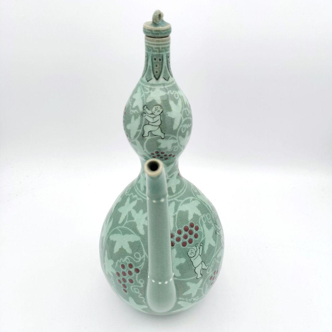 a615 水注　葡萄唐草盛盞瓶　韓国　青磁　古物　煎茶　茶器　茶道　茶道具