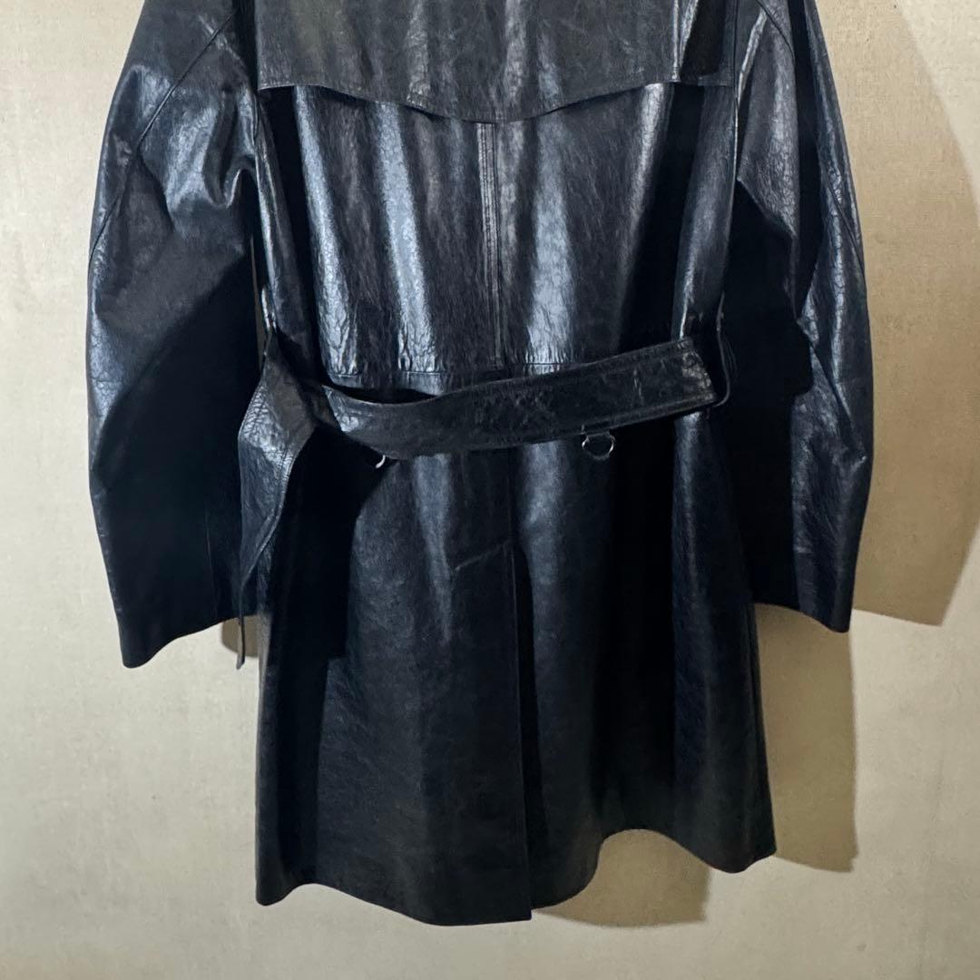 美品✨バーバリーロンドン ラムレザー トレンチコート ノバチェック L ブラック