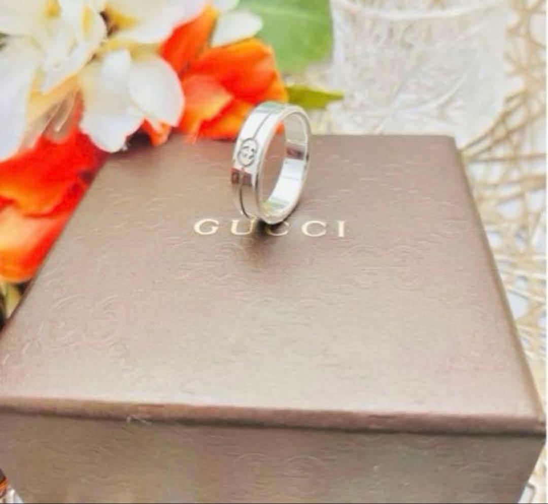 【新品仕上げ】GUCCI ダイアゴナル　インターロッキング　Gリング　18号