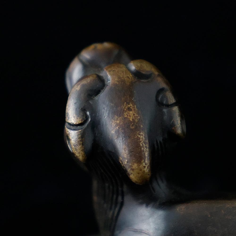中国美術 時代物 古銅 獅子置物 線香 枕 まくら 銅製 唐物唐銅 高麗李朝