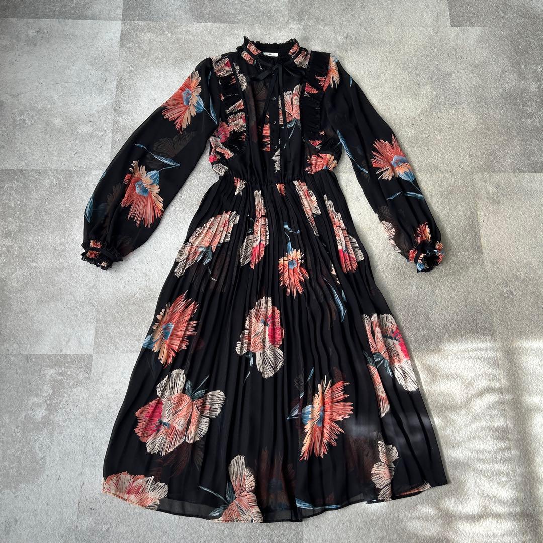 ダブルスタンダードクロージング ソブ 花柄フリルシフォンマキシワンピース S