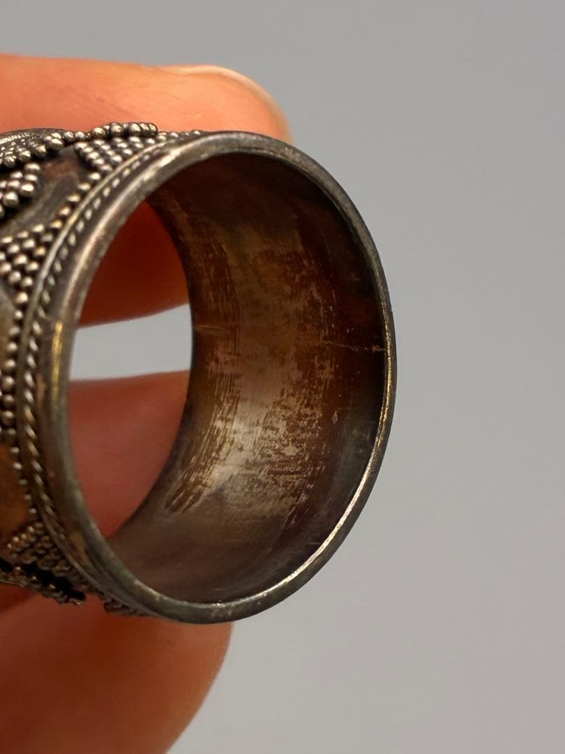 シルバー925 無垢 ワイドリング 21号 ハンドメイド ヴィンテージ　男女兼用