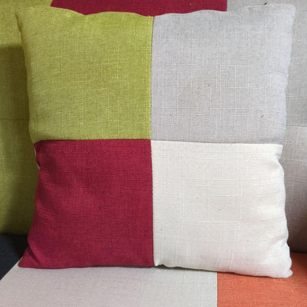 最終値下げ美品パッチワークソファベッド　リクライニング三人掛け　クッション付き☆