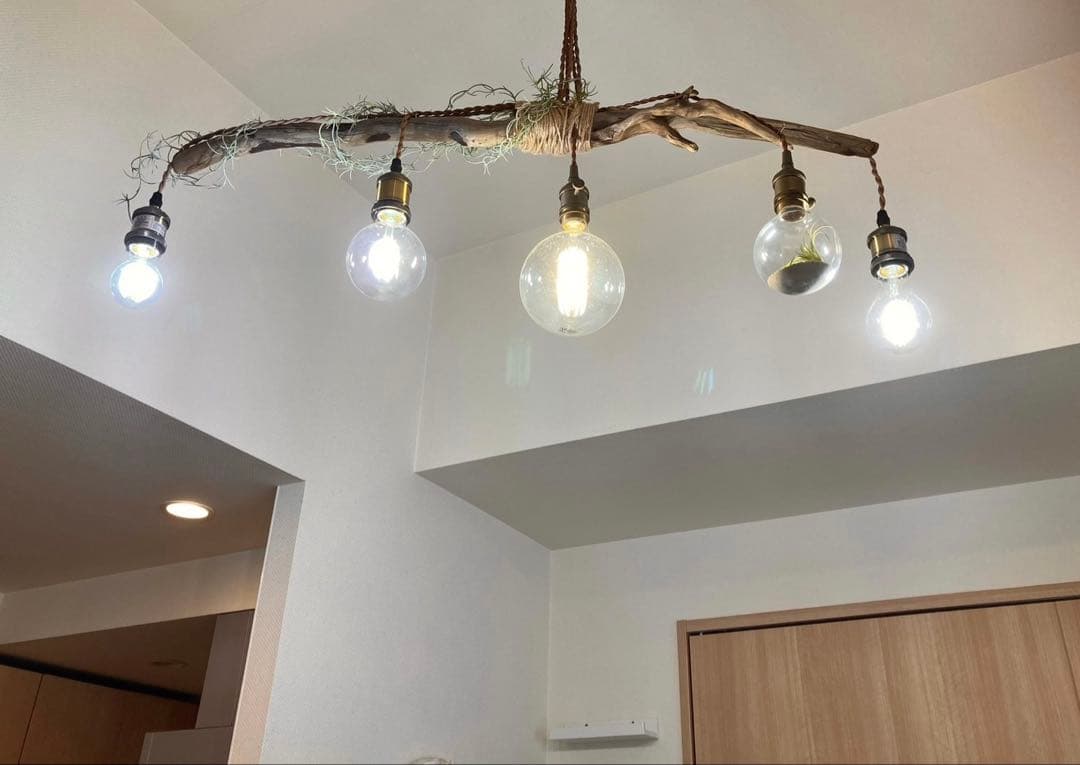 ハンドメイド　流木　5灯シーリングライト