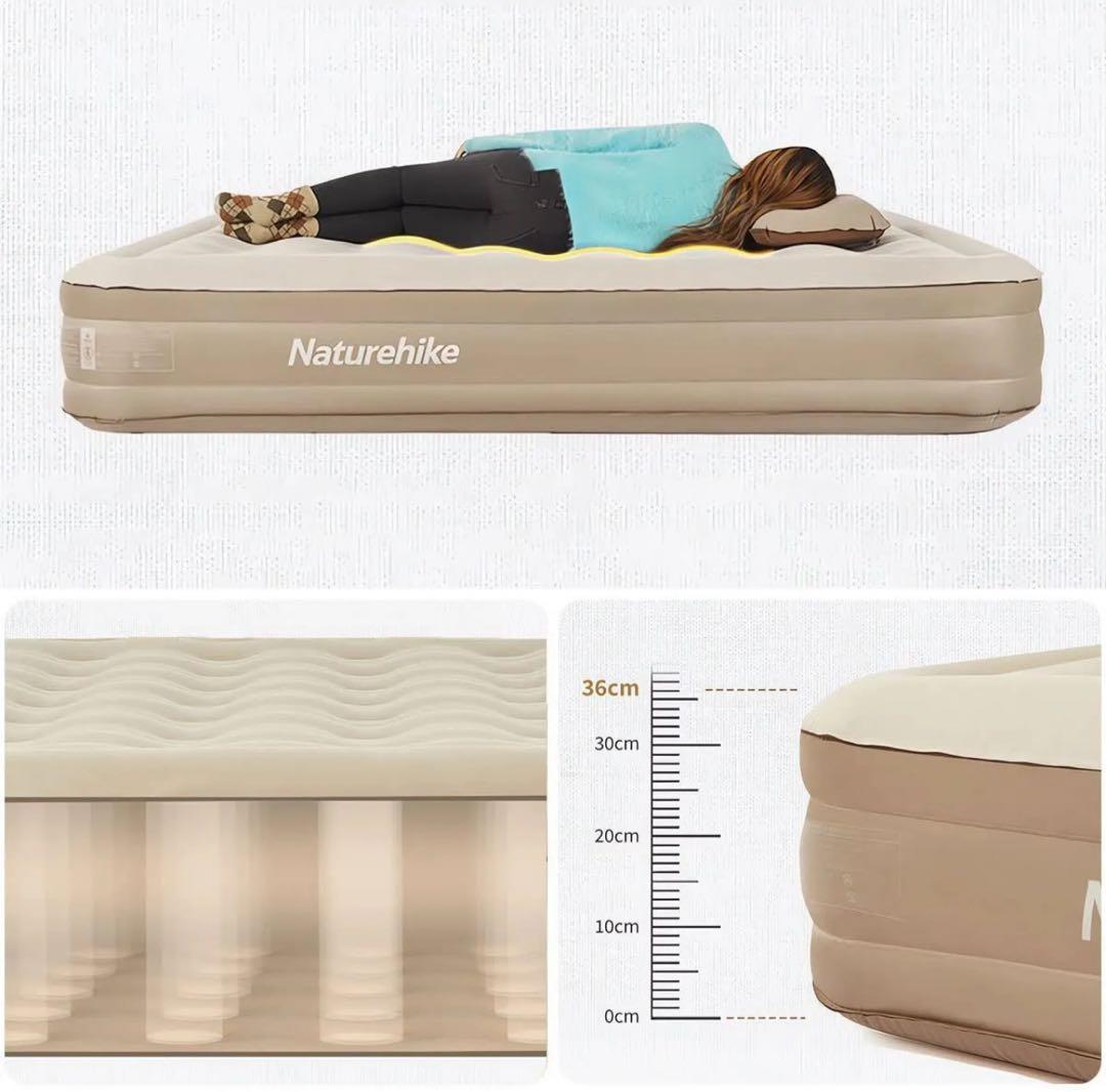 1回使用のみ2人用エアーベッドNaturehike収納バッグ付き 電動ポンプ内蔵