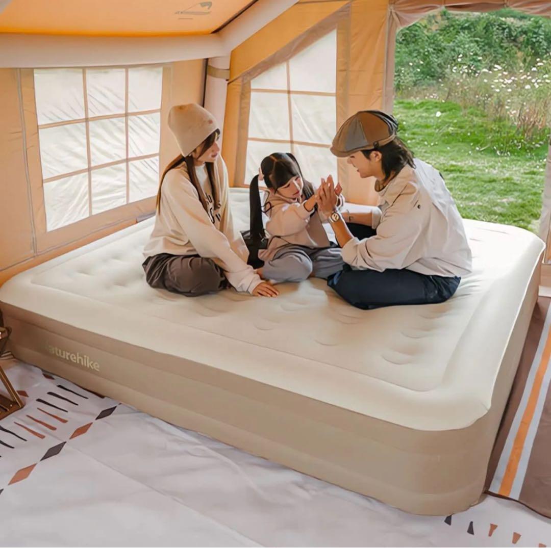 1回使用のみ2人用エアーベッドNaturehike収納バッグ付き 電動ポンプ内蔵