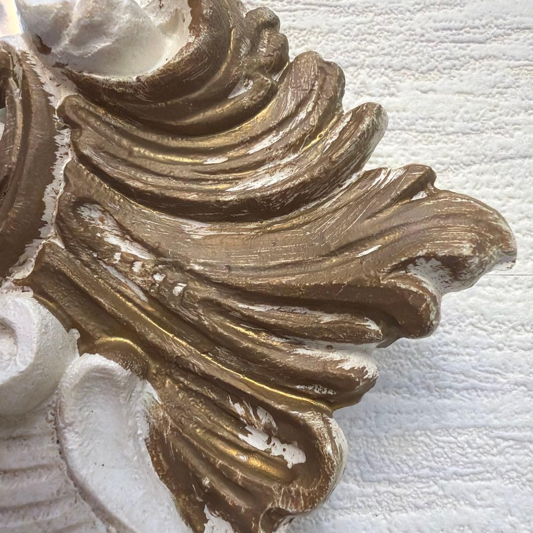 ロココ調ミラー　オーバル型 壁掛け鏡 ホワイトゴールド