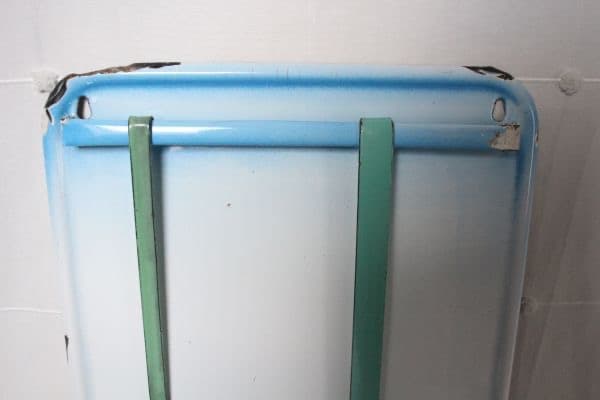 フランス アンティーク 古い琺瑯製のレードルラック レードル付き