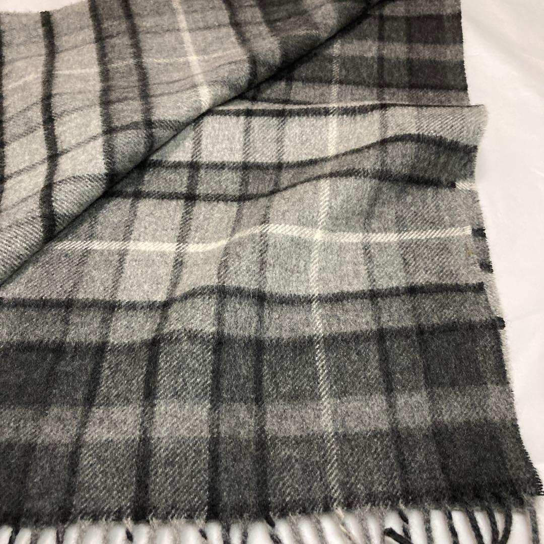 美品 ジョンストンズ カシミヤ100％ マフラー グレー チェック