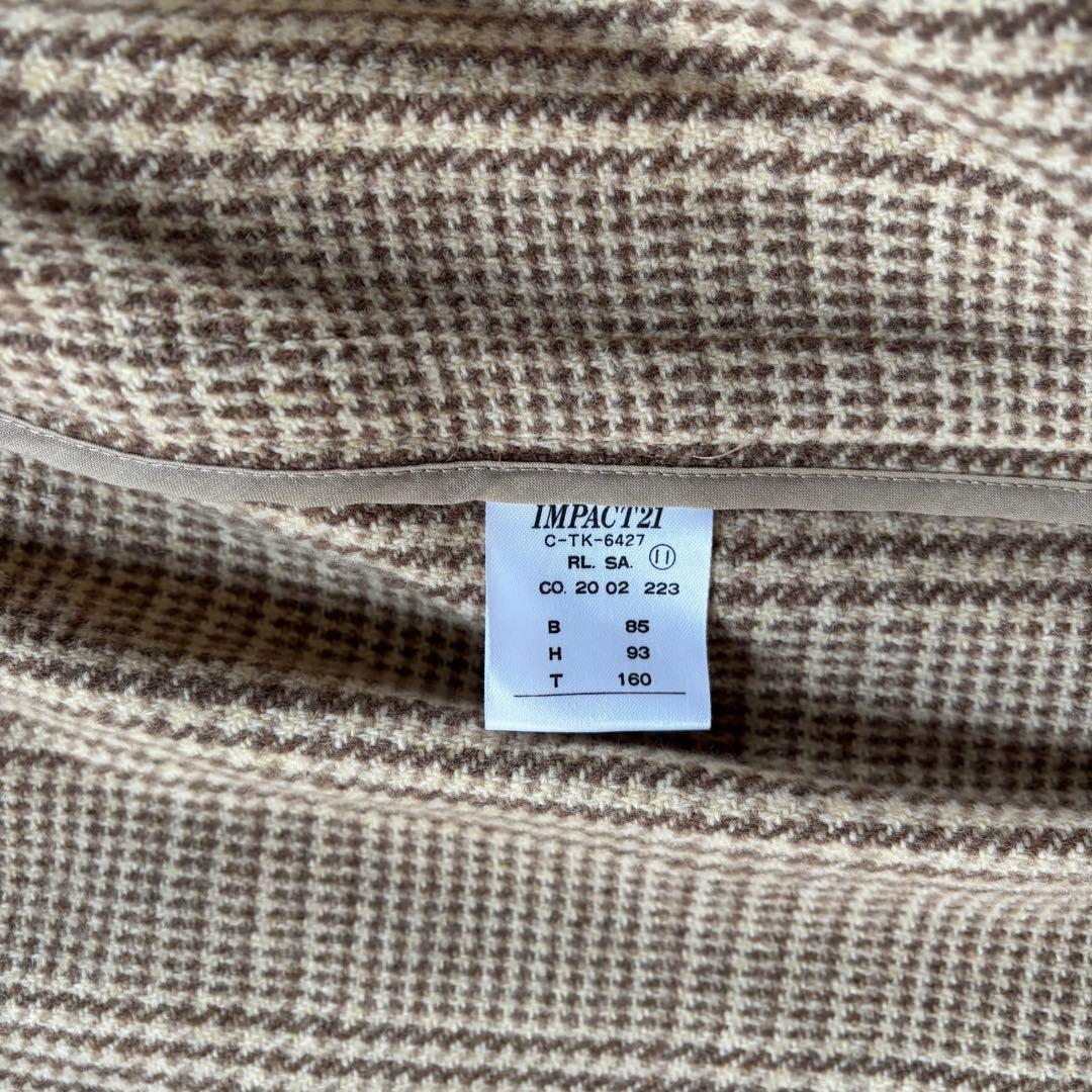 【未使用級】ラルフローレン 千鳥格子柄 ウール ロングコート フード ブラウン