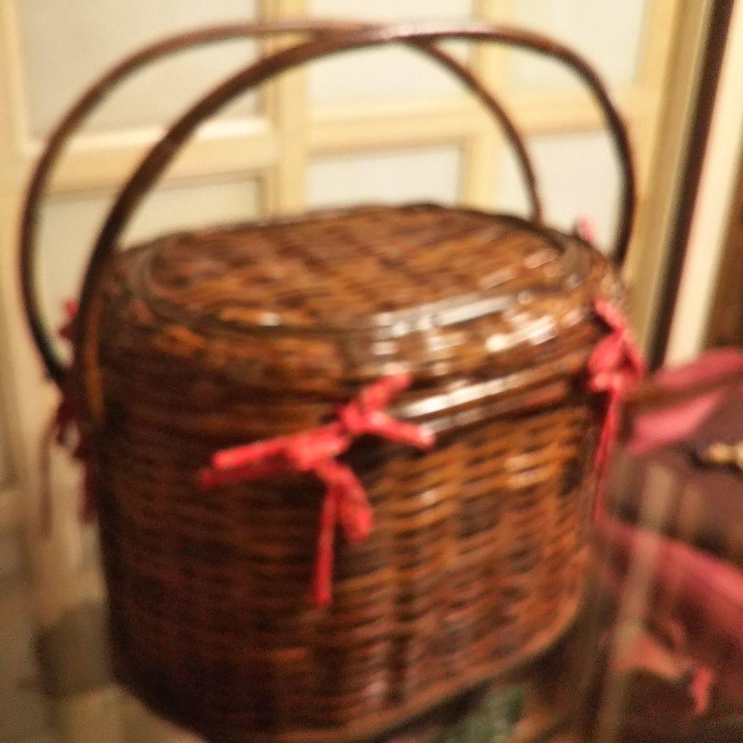 大きなバスケット☆かご☆蓋付☆2ハンドル