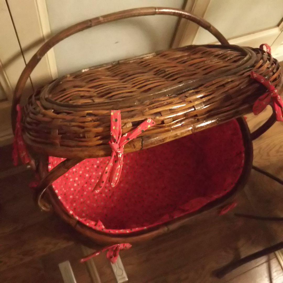 大きなバスケット☆かご☆蓋付☆2ハンドル