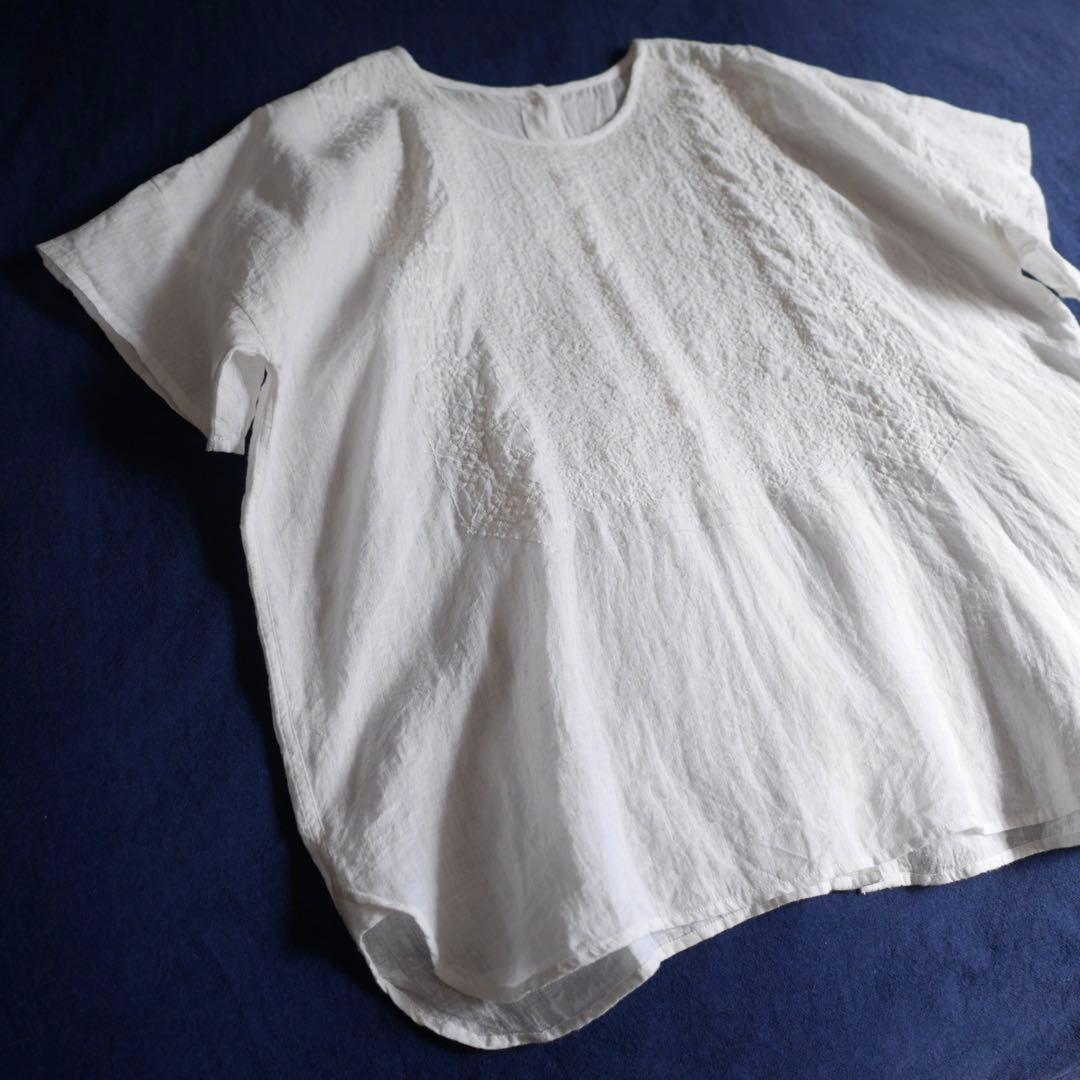 maison de soil 刺繍リネンブラウス