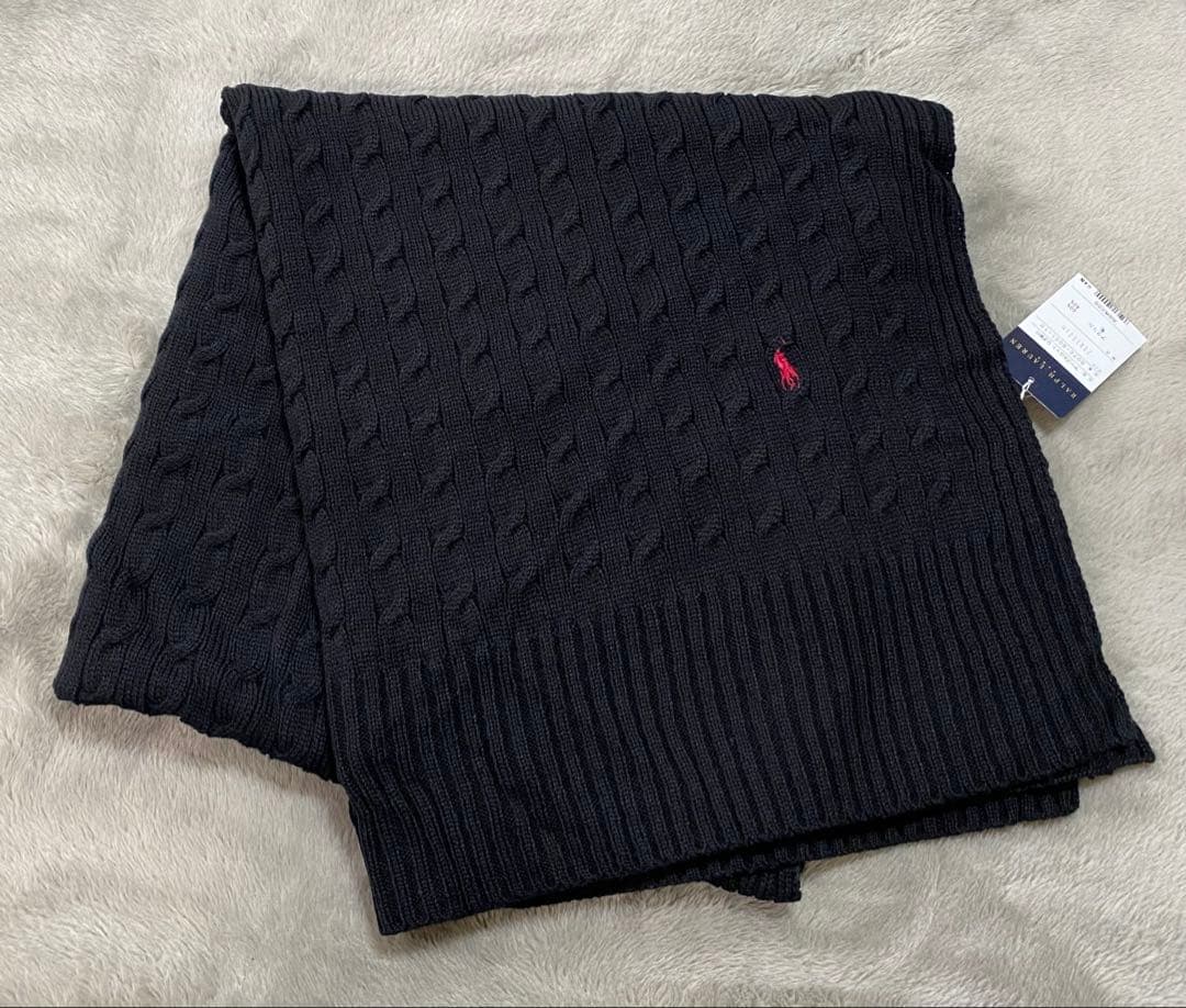RALPH LAUREN ケーブルニットひざ掛け／ストール