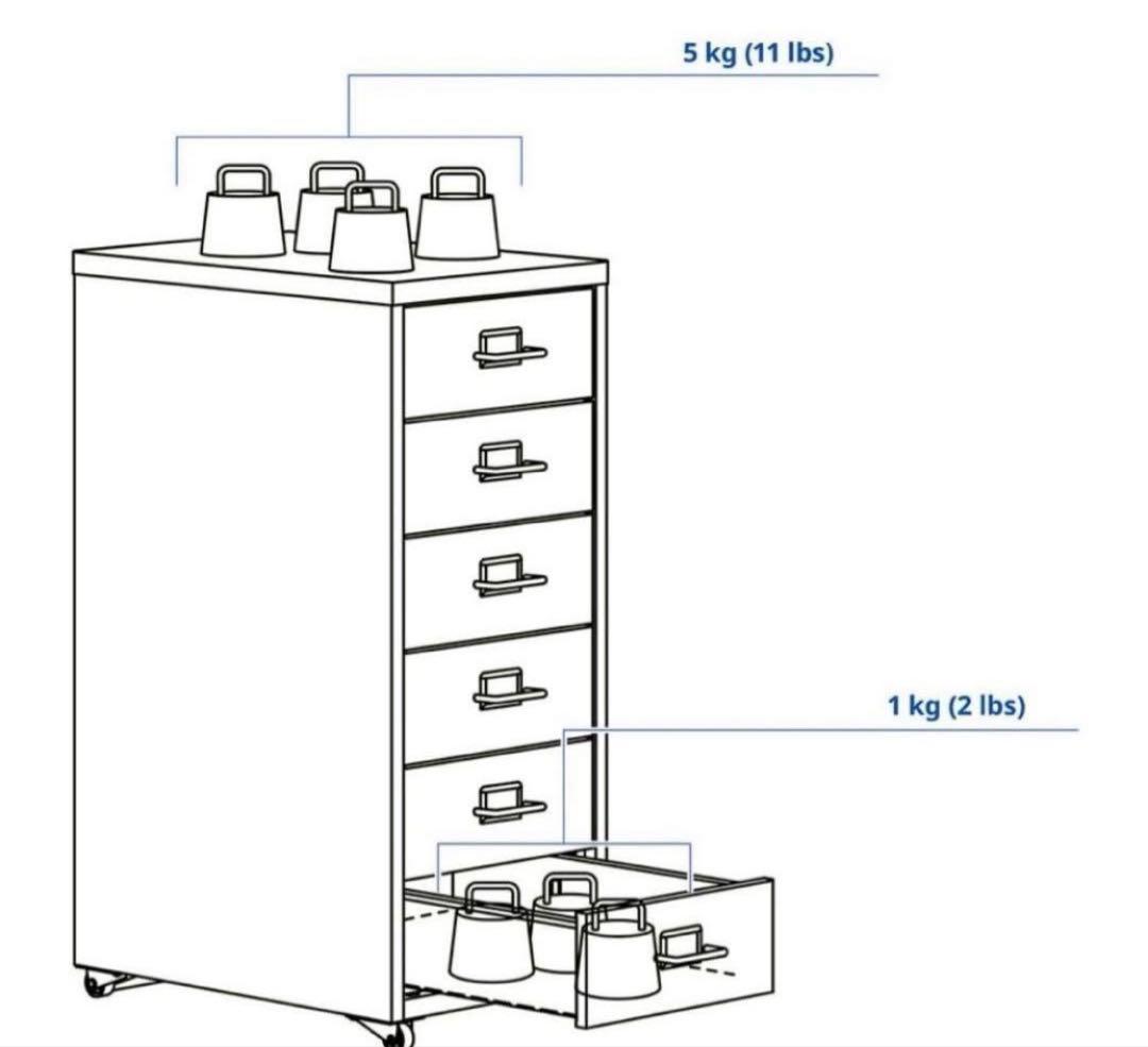 【組み立て済】IKEA HELMER ホワイト 6段引き出し収納キャビネット
