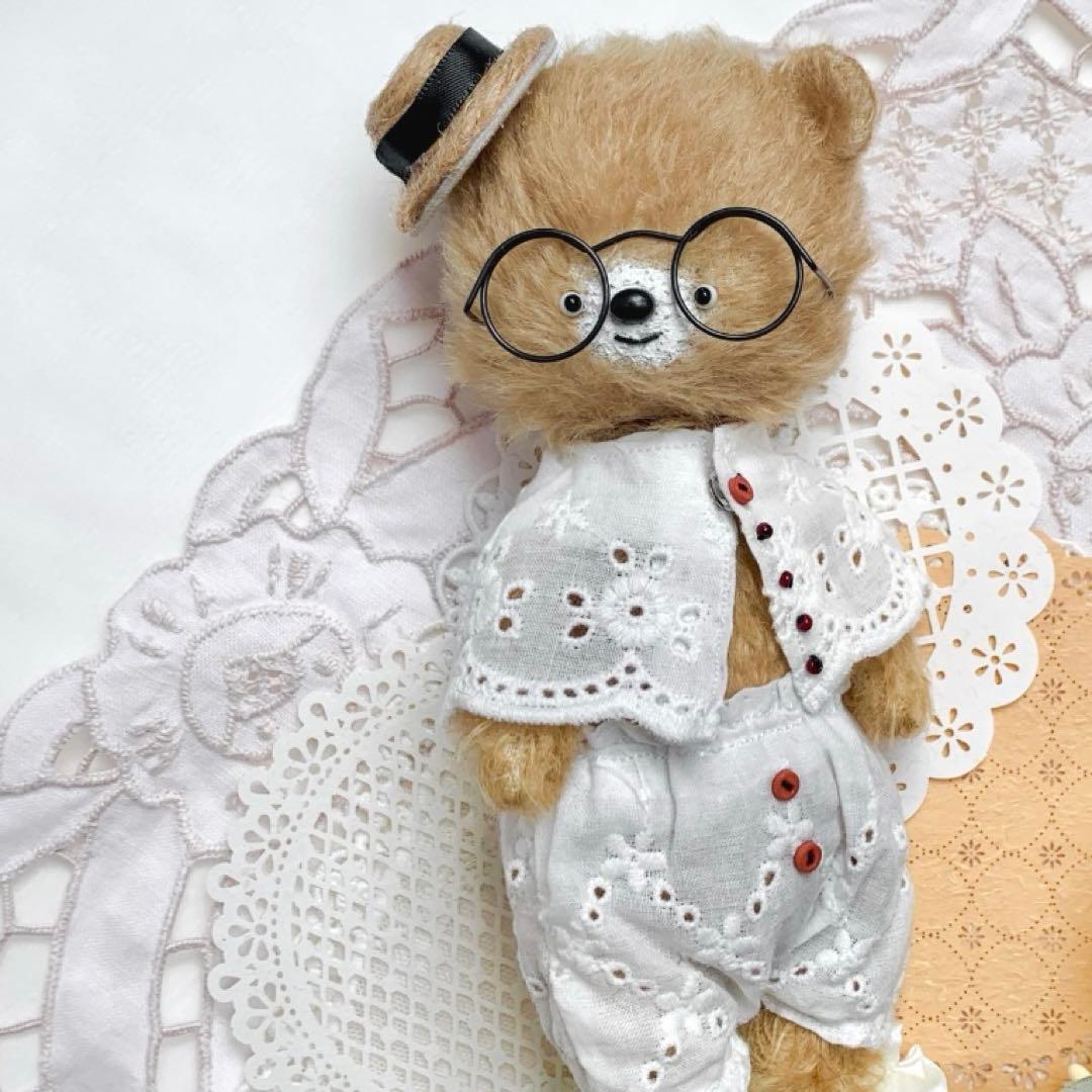 とても賢そうなくまさん テディベア ぬいぐるみ ハンドメイド 海外作家様 熊