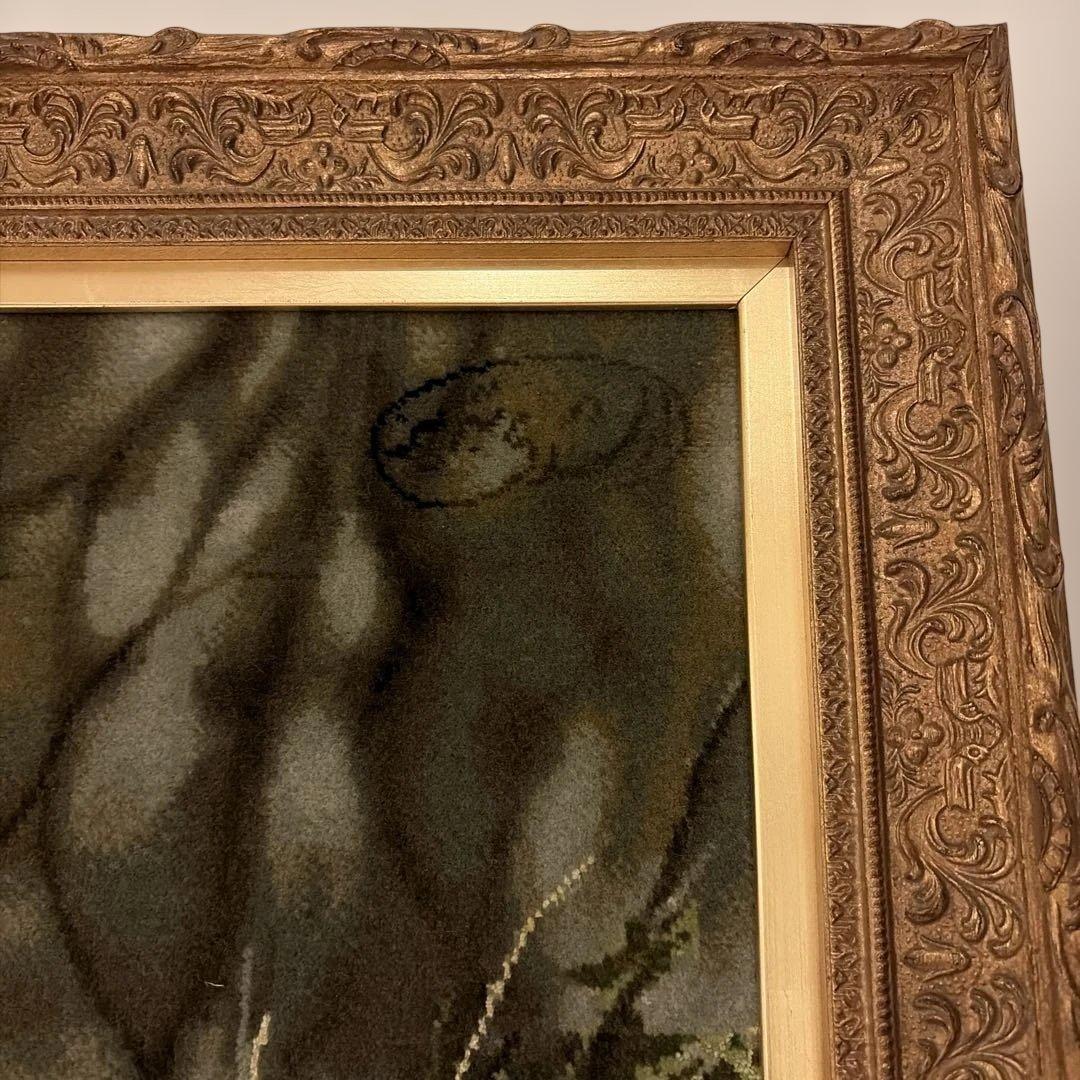 絨毯絵画　豹　イランタブリーズ絨毯