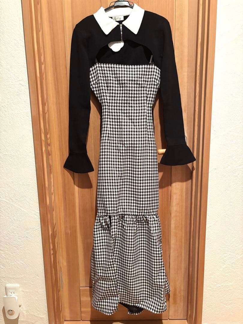 Randy Back open houndstooth ensemble ワンピ