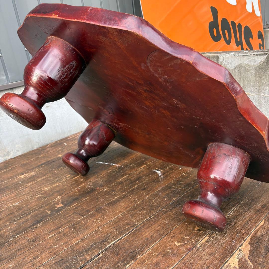 昭和レトロ 木製 天然木 欅材 一枚板 脚付き 大型 座卓 センターテーブル