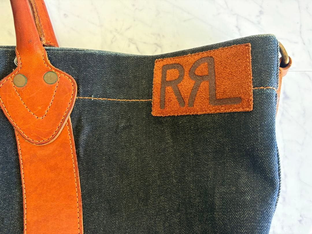 トッシー 希少 美品 RRL デニム レザー トート バッグ
