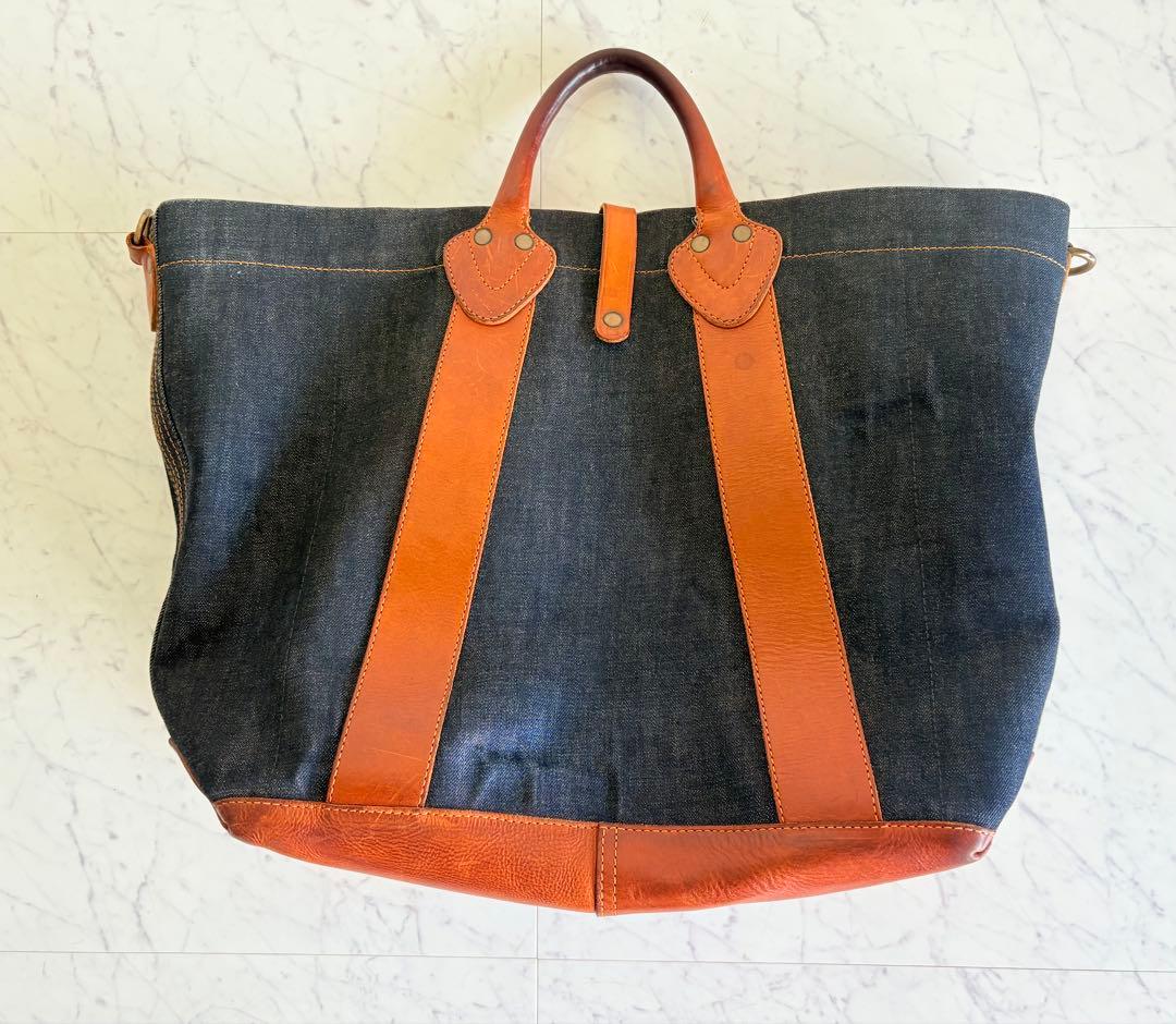 トッシー 希少 美品 RRL デニム レザー トート バッグ