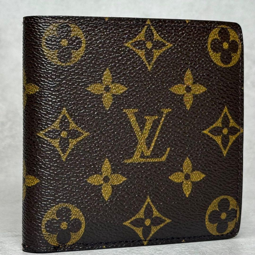 美品 定価8.6万 ルイヴィトン モノグラム ポルトフォイユマルコ 二つ折り財布