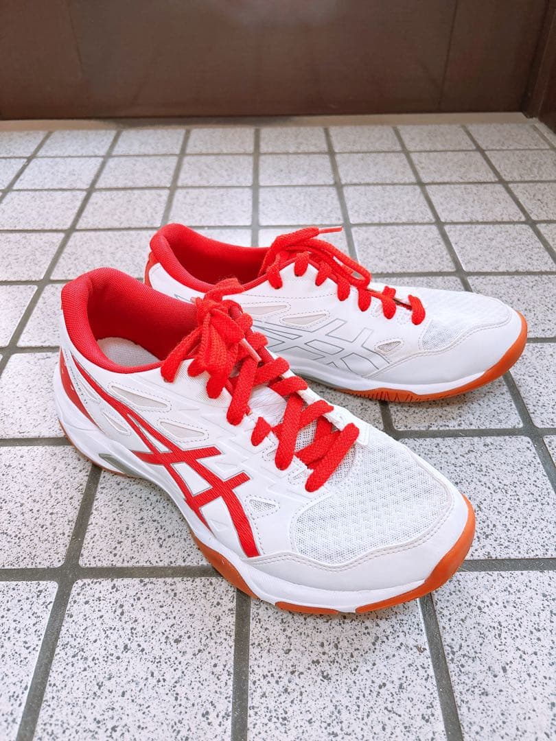 【美品】asics/バレーボールシューズ ホワイト/レッド/26.5/メンズ