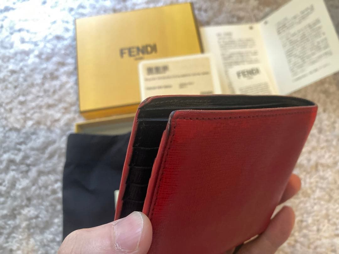 FENDI モンスター 二つ折りカードケース レッド