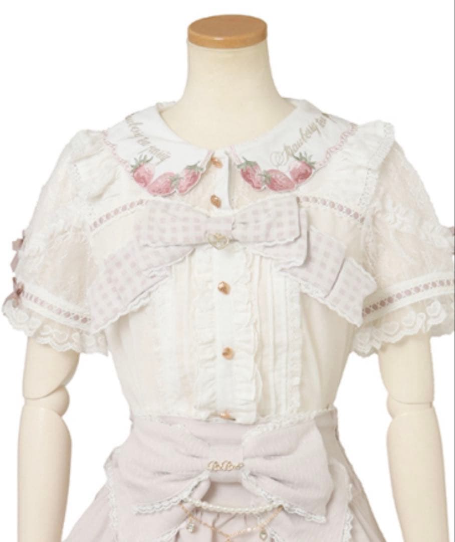 LIZLISA ストロベリー刺繍ブラウス ピンク