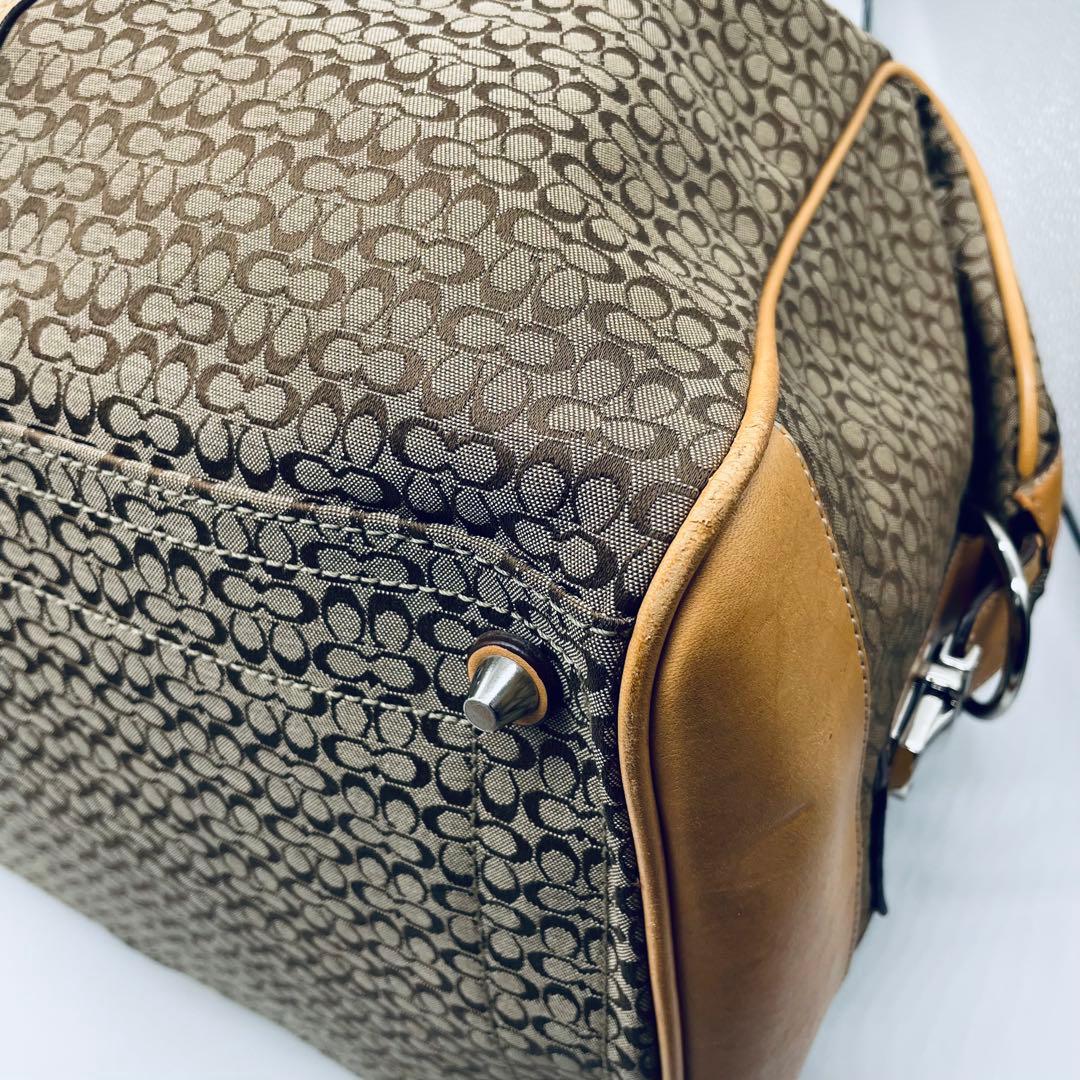 コーチ　シグネチャー　ボストンバッグ F77013 ベージュ系　大型