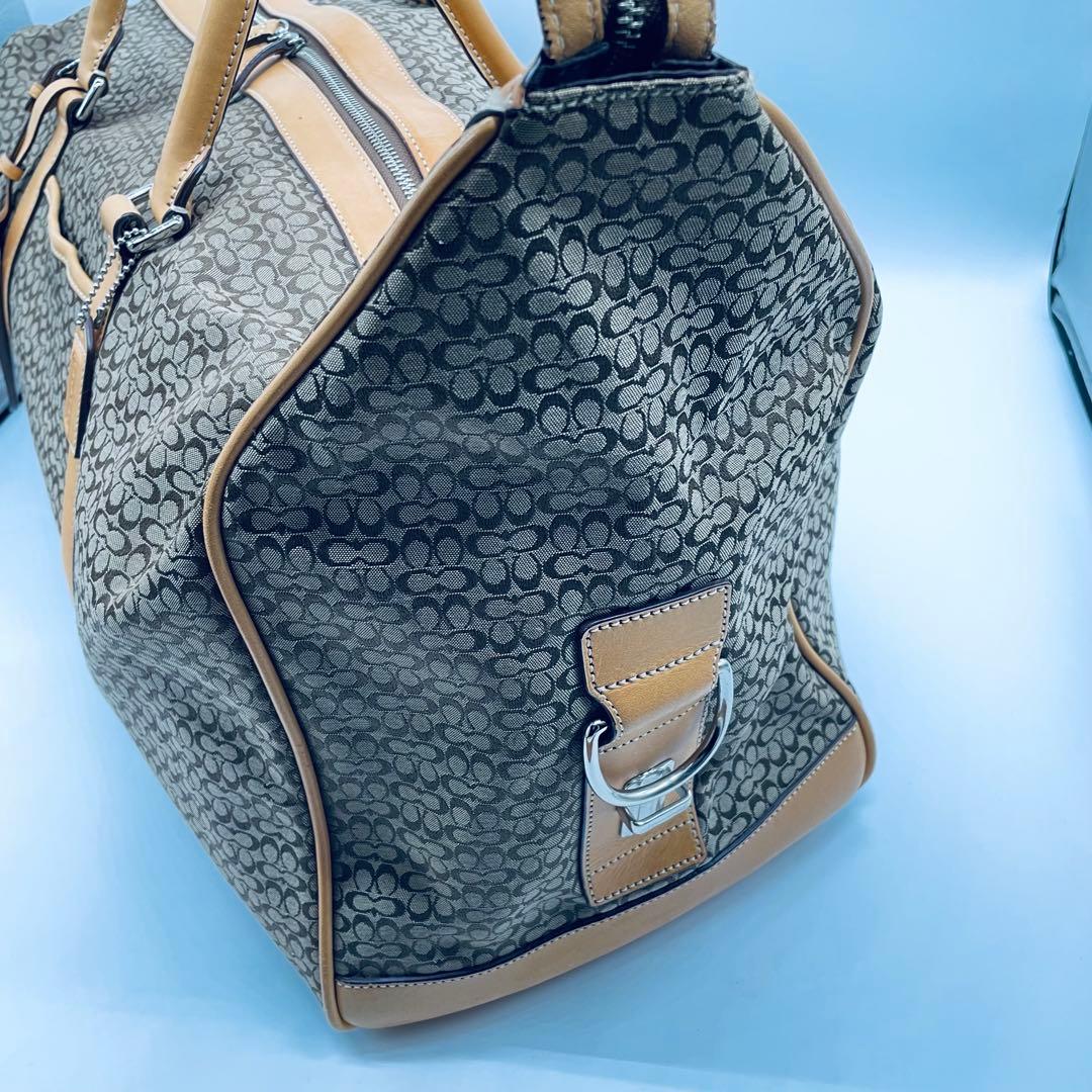 コーチ　シグネチャー　ボストンバッグ F77013 ベージュ系　大型