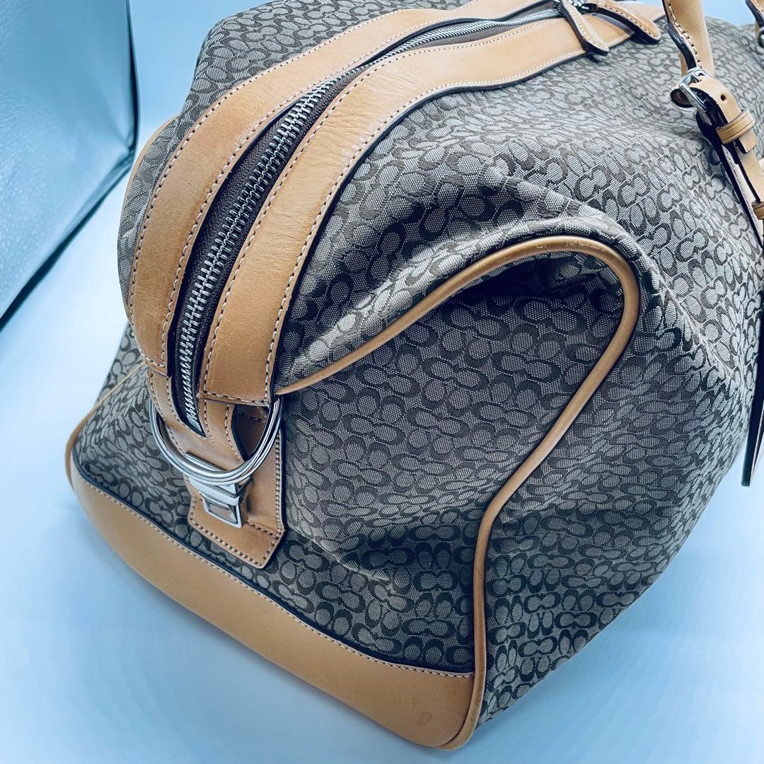 コーチ　シグネチャー　ボストンバッグ F77013 ベージュ系　大型