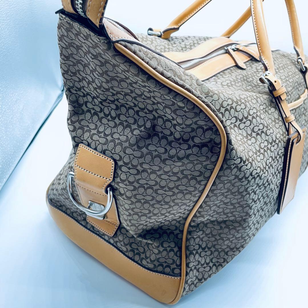 コーチ　シグネチャー　ボストンバッグ F77013 ベージュ系　大型