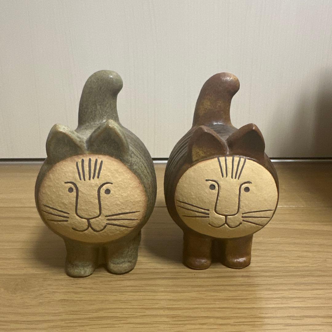 新品未使用 リサラーソン ディエチキャット グレー ブラウン 2体セット 置物
