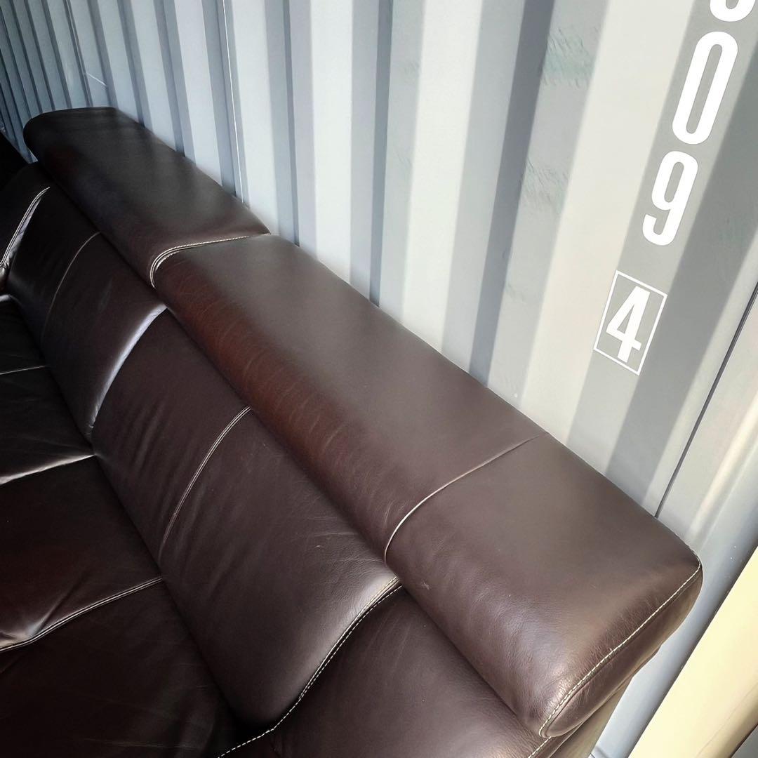 取付無料！カリモク家具 ZU53 本革リダークブラウンソファ・オットマン✨