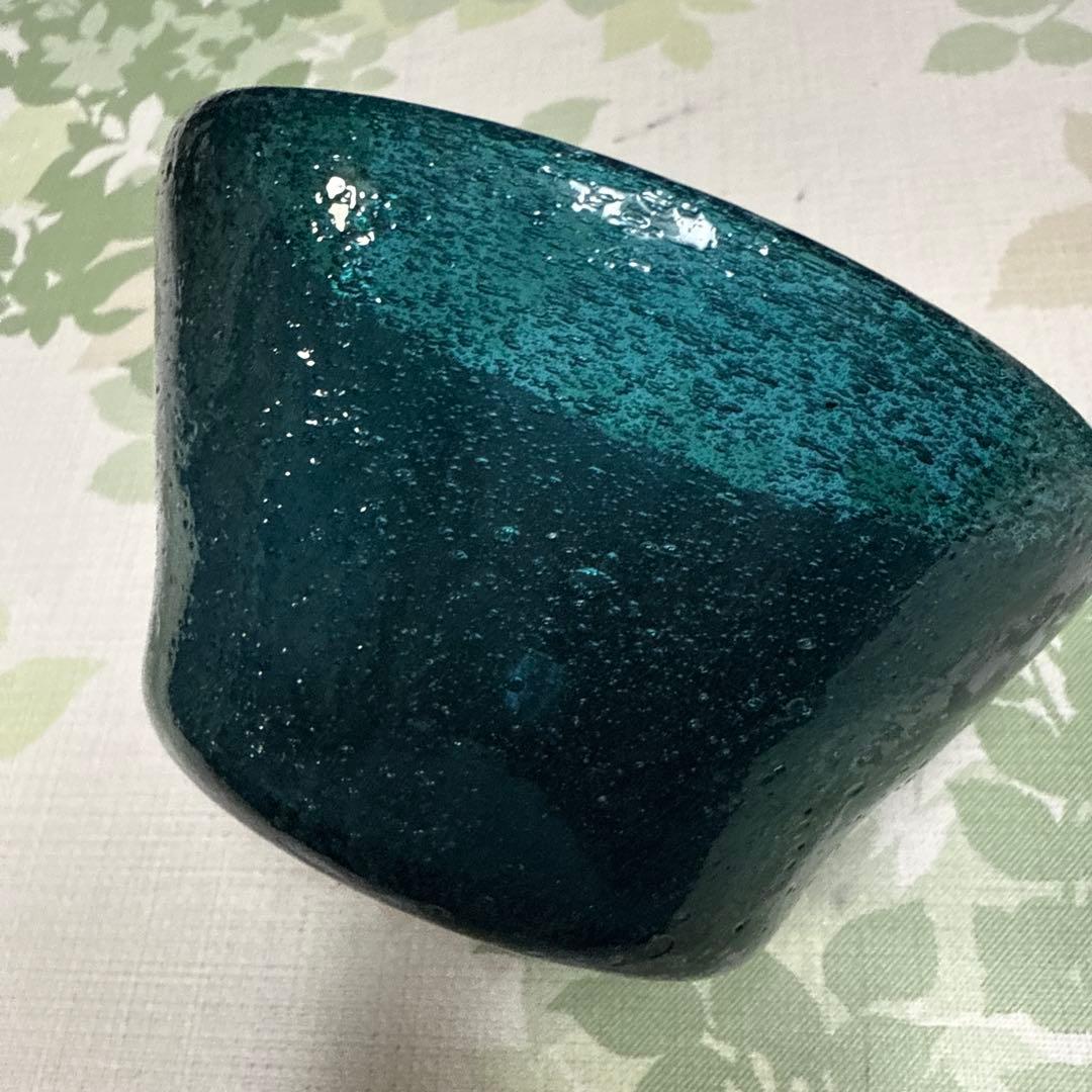 吹きガラス美しい鉢2個と一枚の皿