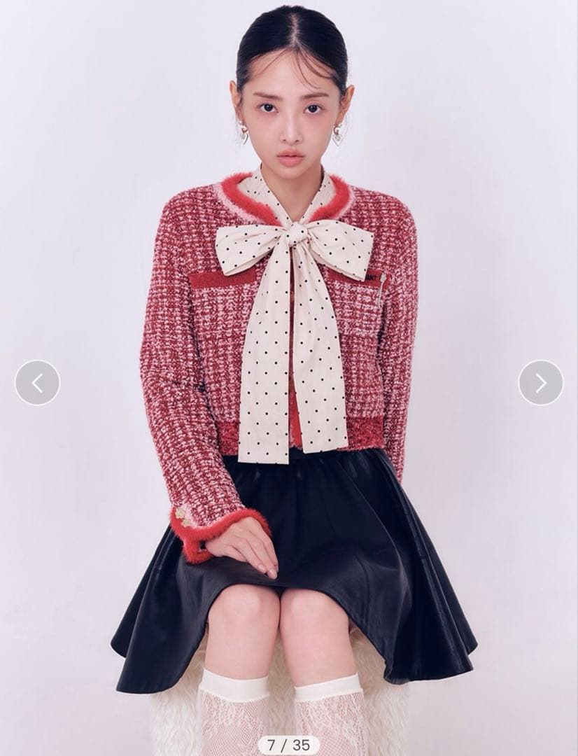 【LILY BROWN×MARY QUANT】デイジー釦ツイードニットジャケット