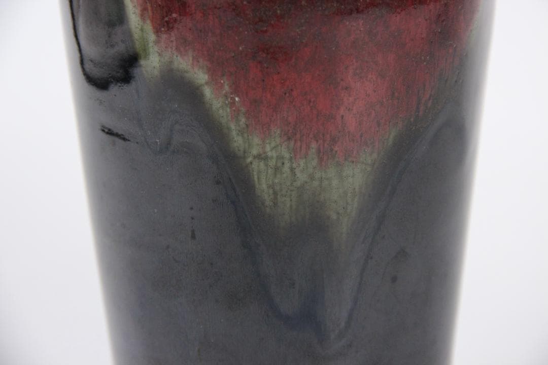 中国美術 清代 官窯 窯変紅釉 郎窯紅　花瓶 中国　時代物　欠けあり ED5-8