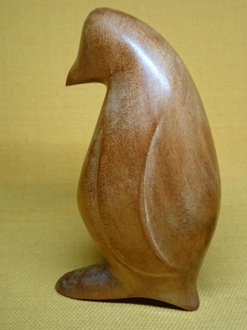 ペンギン　木彫　彫像　オブジェ　置物　インテリア　工芸品　美術品　A3329