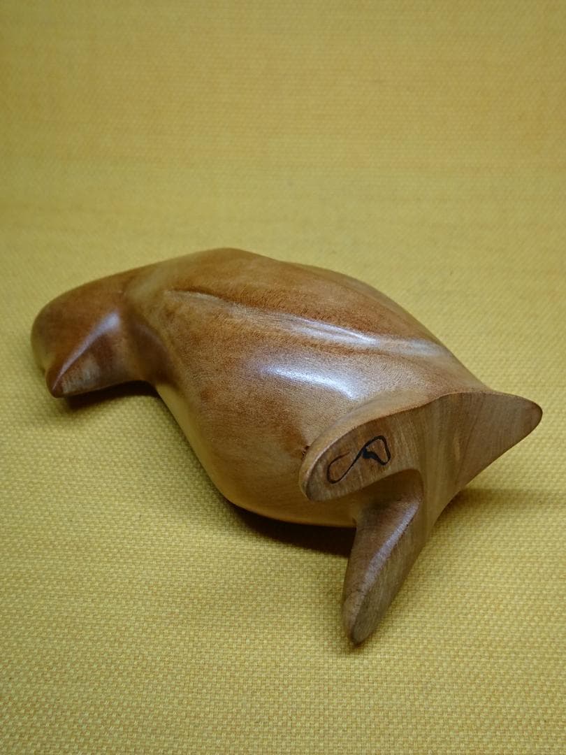 ペンギン　木彫　彫像　オブジェ　置物　インテリア　工芸品　美術品　A3329