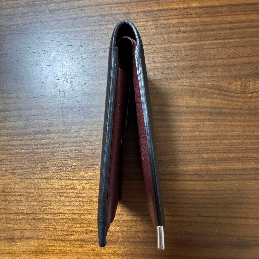 Cartier カルティエ 二つ折り財布 メンズ 黒 レザー カボションライン