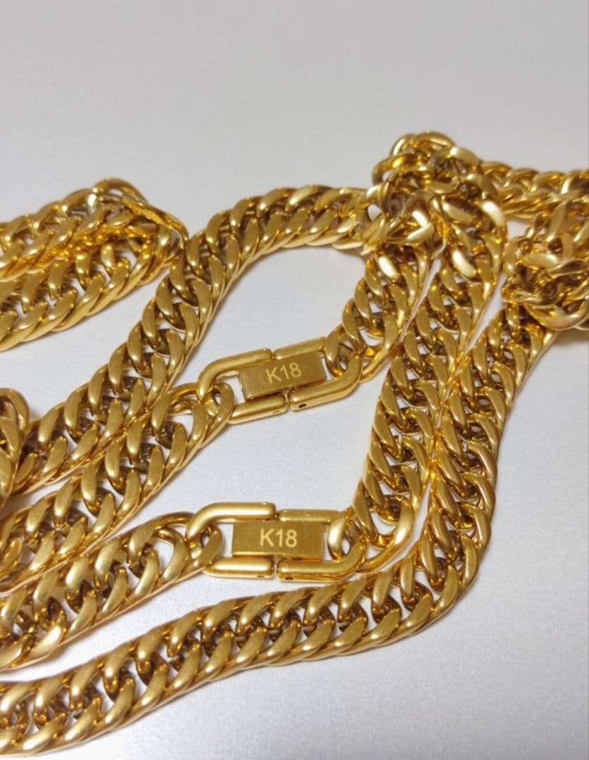 ☆*★様 K18 刻印ゴールド チェーンネックレス、ブレスレット 2種類