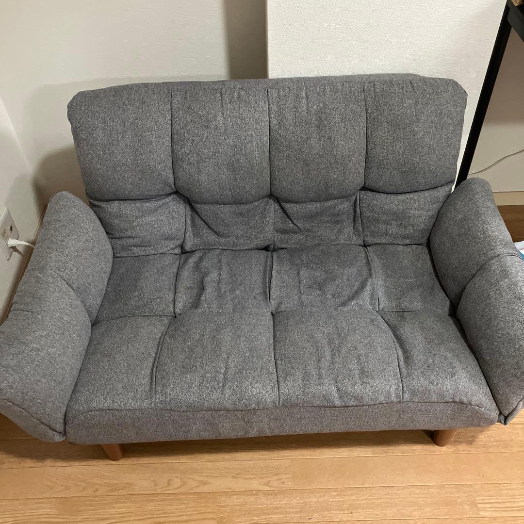 グレー ファブリック 2人掛けソファ