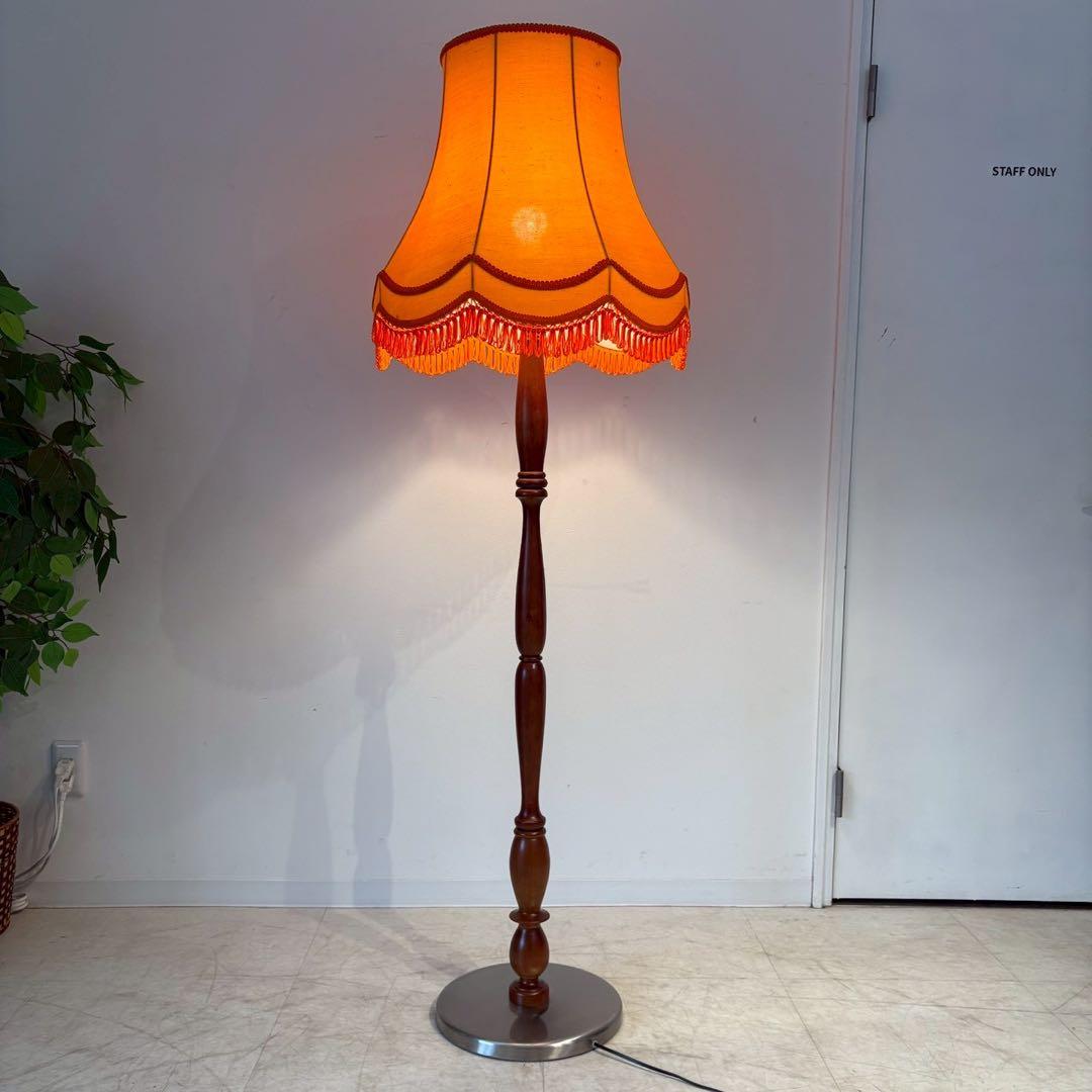 昭和レトロ ナショナル タッセルシェードランプ スタンドライト 木製 古道具
